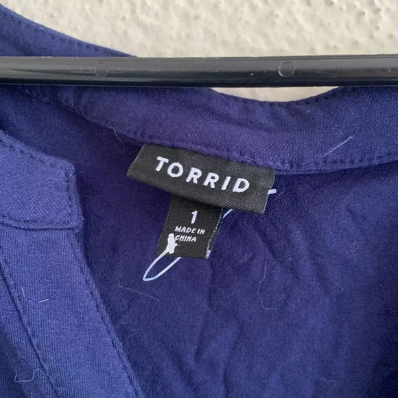 Torrid Jersey Knit Shirt Dress Blue Button Front 3/4 Sleeves Knee Size 1X - Picture 5 of 6